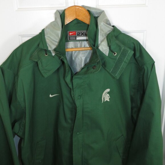 Vtg Michigan State Spartans Jacket Full Zip Mens 2XL Waterproof Rain Nike Team - Picture 2 of 7